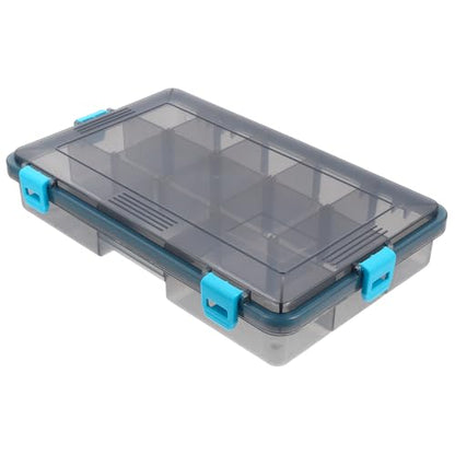 Fishing Lure Storage Box Waterproof Large Utility Tackle Box with Adjustable Dividers and Four Lock Closures Blue for Fishing Gear and Bait Organization
