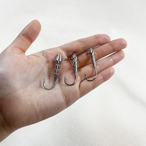 Hover Rig Swimbait Jig Heads for Bass Fishing, High-Carbon Steel Hooks 1/0 2/0 3/0 4/0, 1/8oz 3/16oz 1/4oz Lead Jigs, Freshwater & Saltwater Fishing Tackle - size: 3/16oz(5g) 1/0#-15pcs/box