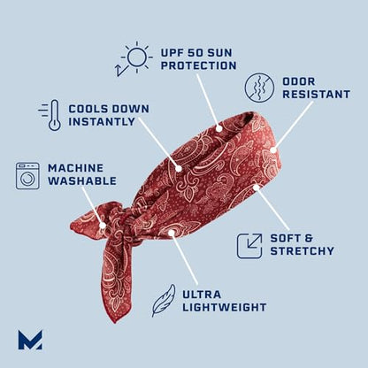 MISSION Cooling Bandana - Lightweight & Breathable - Cools Up to 2 Hours - UPF 50 Sun Protection - Machine Washable - color: Red Paisley