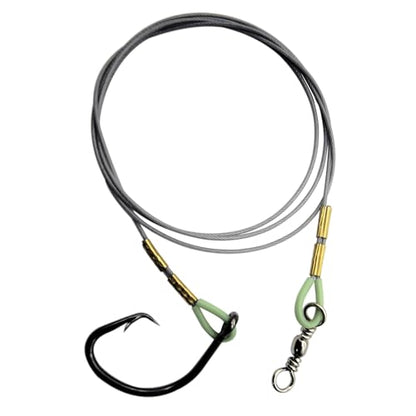Heavy-Duty Big Game Fishing Rig 300lb Bite Proof Braided Stainless Bite Leader with Circle Hook 16/0 14/0 12/0，Saltwater Deep Sea Bottom Grouper Shark Tuna Catfish&Monster Fish (16/0)