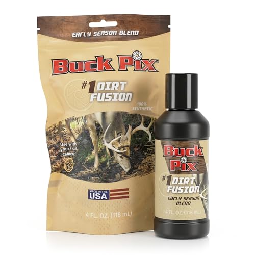 Buck Fever Buck Pix 2,3,4-Piece kit - Synthetic Deer Scent (4 oz Branch Action & 4 oz Dirt Fusion) for Whitetail & Mule - Non-Spoiling Deer Attractant for Outdoor Trail Camera - size: 4 oz (Dirt Fusion)