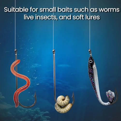 FishTrip 100 Pack Aberdeen Fishing Hooks Freshwater, Long Shank Light Wire Worm Hooks - Live Bait Hooks for Sunfish Bass Trout Crappie Bream Panfish Bluegill Size 16#-6/0 - size: 3/0_100pcs