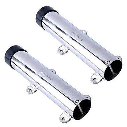 Amarine Made 2Pcs Boat Fishing Rod Holder, Stainless Steel Fishing Pole Holder, Side / Transom Mounted Rod Holders with Weld Brackets, Suitable for Kayak - 7643sh1