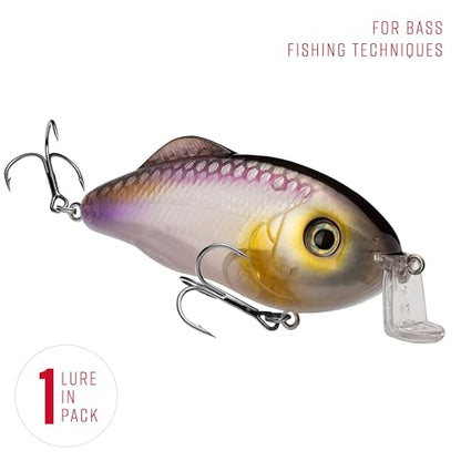Strike King Hybrid Hunter Shallow Jr. Fishing Lure, Shallow Diving Crankbait, 90-Degree Bill, 3D Eyes, Loud Rattle, Dives 1 to 3-Feet,Size 4 & 6 Treble Hooks - color: Clearwater Minnow, size: 1/2 oz
