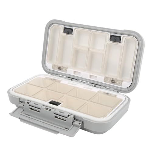 Portable ABS Water proof Fishing Tackle Box - Shockproof Lure Organizer with Removable Dividers for Baits, Hooks & Fishing Gear,6.5x3.7x1.8in(Grey)