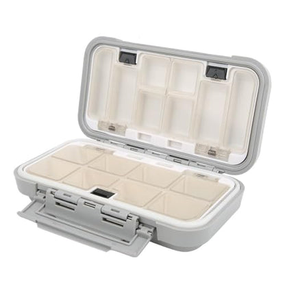 Portable ABS Water proof Fishing Tackle Box - Shockproof Lure Organizer with Removable Dividers for Baits, Hooks & Fishing Gear,6.5x3.7x1.8in(Grey)