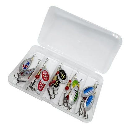 Fishing Spinner Baits Lures Kit for Trout Bass Salmon Lures with Treble Fishing Hooks, Rooster Tail Fishing Gears Spoons Effective in Freshwater/Saltwater - color: 10pcs/box without Rooster Tail