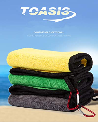 Toasis Fishing Towels with Carabiner Clip 16 x 12 Inch Pack of 4 (Mixed A) - color: Mixed a