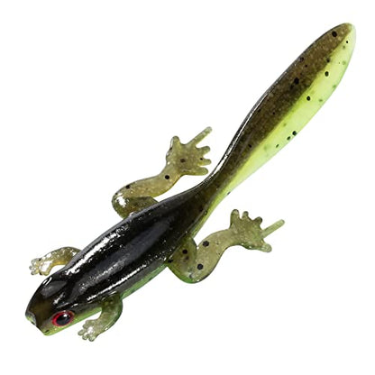 Dr.Fish 6 Pack Soft Plastic Frog Baits, 3.2 Inches Tadpole Swimbaits Frog Lures Bass Crappie Lures Creature Lizard Bait Shad Drop Shot Panfish Bluegill - color: Watermelon
