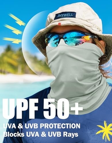 JHYWELL Cooling Neck Gaiter Face Mask, UV Protection Masks Gator, Windproof Bandana for Skiing, Fishing, Hiking, Cycling - color: Light Grey