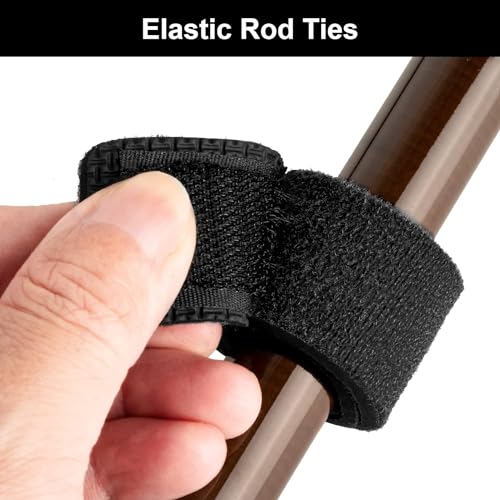Realure 8 Pcs Fishing Rod Straps Adjustable Neoprene Ties Elastic Fishing Rod Tackle Belt Ties Casting Rod Straps for Fixed Casting Rods & Spinning Rods & Fly Rods Wrap Protectors - color: Black