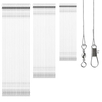AMYSPORTS High Strength Fishing Leaders Rig Heavy Duty Fishing Leader Saltwater Line Stainless Wire Leaders Steel White Nickel 60pcs