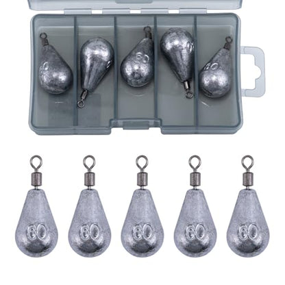 Goture Tungsten Teardrop Drop Shot Weights, 1/32 oz x 10, Ideal for Saltwater, Freshwater, Bass Fishing - size: 2oz - 5pcs