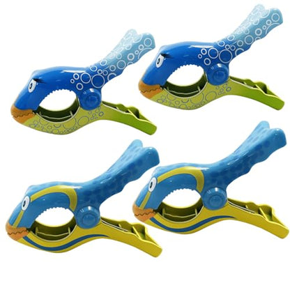 Wezdopu 4PCS Beach Towel Clips Anemonefish Towel Clips for Beach Chairs Large Clips for Drying Quilt Clothes Patio Beach Accessories