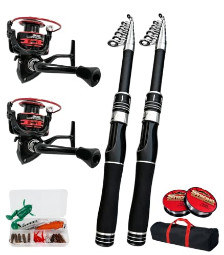6.9ft 2Pcs Telescopic Spinning Fishing Rod Reel Combo, Portable Freshwater Fishing Pole Kit with Carrier Bag, Complete Fishing Gear