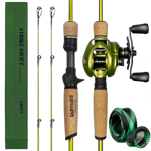 Ghosthorn Fishing Rod and Reel Combo Dual Tip Fishing Pole Baitcaster Combo Ultra Light 2-Piece Rod with Natural Cork Handle Ceramic Rings for Men Women - style: Cast-6'0" L-right Handed With Extra Tip