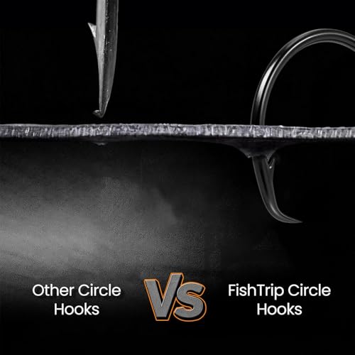 FishTrip 25Pcs Inline Circle Hooks, Fishing Catfish Hooks for Saltwater | Live Bait Non-Offset Wide Gap High Carbon Steel Fish Hook for Catfish, Striped, Bass, Salmon, Mackerel, Tuna Size #4-7/0 - size: 1#_25pcs
