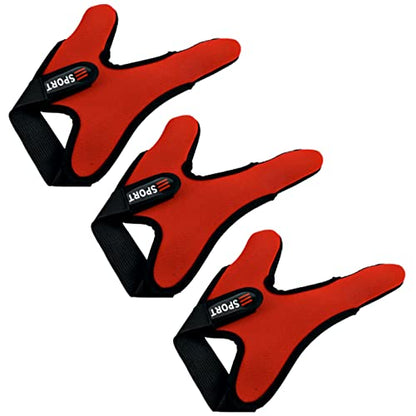 Double-Finger Gloves, 3 Pack Anti-Slip Fishing Glove, Professional Finger Gloves Protector Unisex Elastic Band Glove for Outdoor Fishing - color: Red