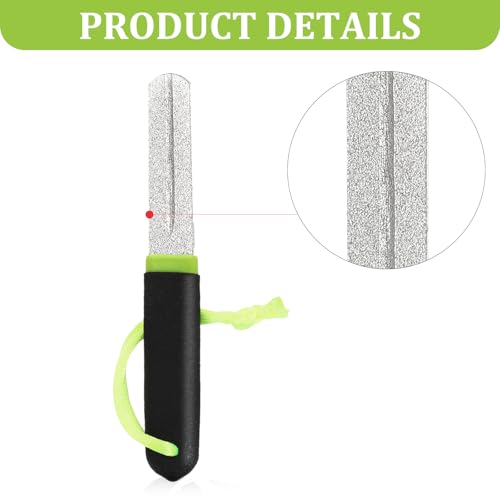 Yuanchu 2Pcs Hook Sharpener, Fishing Hook File for Diamond File with Handle, Portable Grinding Tool with Double Sided Fine Medium Grit - color: Red + Green