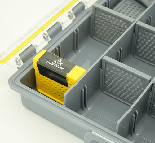 Kingfisher Fishing Fly Fishing Boat Streamer Storage Box with Removable Dividers - Yellow