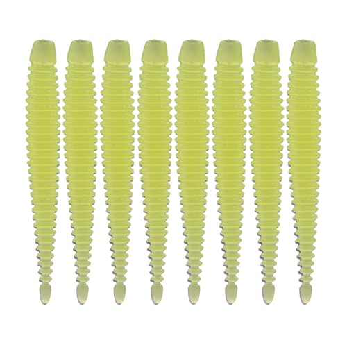 6th Sense – Boosa Ned 3.3 – Finesse Ned Worm – Bass Fishing – Ribbed Body Shimmy Tail – Divine Ned Jig Heads - Made in the USA - color: Chartreuse Pearl