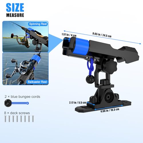 VEXPLO Track Mounted Kayak Rod Holders for Fishing Boat & Canoe 2 Pack | Dual T-Bolt Stable Track Rod Holder Dual Lock Setup Hold Fishing Pole Securely, Versatile Rail /Deck Top/Side Mount Options - color: Without Track