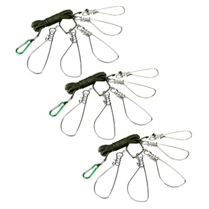 ARTIBETTER 3 Sets Stainless Steel Fish Stringer with 5-Lock Structure, Saltwater Corrosion Resistant Live Fish Lock for Oceans and Individual Fishing Trips, Convenient Capture and Release
