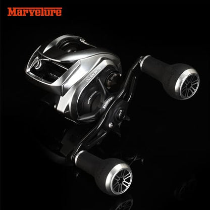 Non-Slip TPE Power Knob 1.1 inches (27 mm) Compatible for Shimano Stradic SLX, Daiwa Zillion Tatula Fuego, Spinning Baitcasting Reel (Black Silver) - color: Black Silver