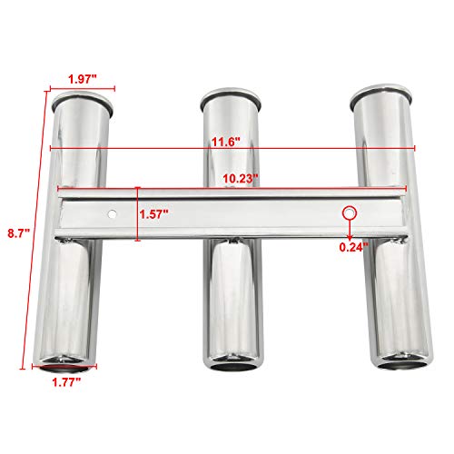 DasMarine 2 Pack 316 Stainless Steel Wall Side Mounted Rod Holder 3 Rod Rack Fishing Rod Pod for Marine Yacht RV