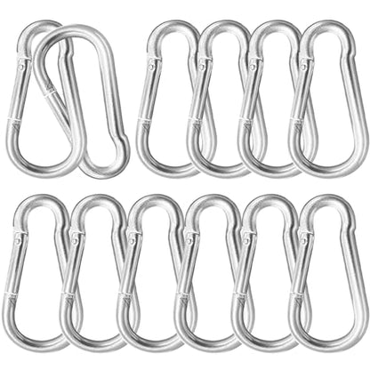 12 Pack 3.9" Heavy Duty Carabiner Clips, M10 Sliver Galvanized Steel Spring Snap Hooks, Rust-Resistant Keychain Clips for Hammock, Camping, Hiking, Fishing, Swing Set - color: Silver, size: M10-3.9"