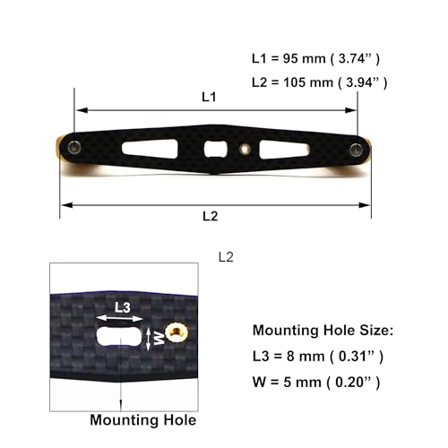 Mr. Z 95mm Carbon Fiber Baitcasting Reel Handle Compatible for Abu Garcia Shimano Daiwa Light Weight Low Profile Casting Reel - color: Metal Golden, size: Right-handed