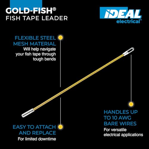 Ideal Electrical 31-148 Fish Tape Leader - Steel Pulling Tape Leader for AWG Bare Wires,Gold