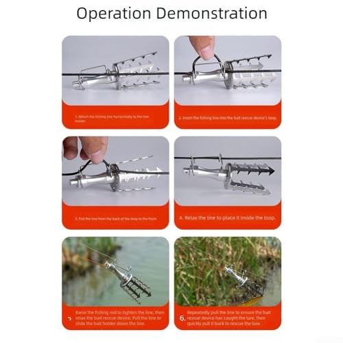 Fishing Lure Retriever with 30M PE Line Stainless Steel Fish Bait Rescue Device Tackle Recovery Tool for Snagged Lures Minnow Pencil Iron Plate VIB Underwater Snag Removal Equipment