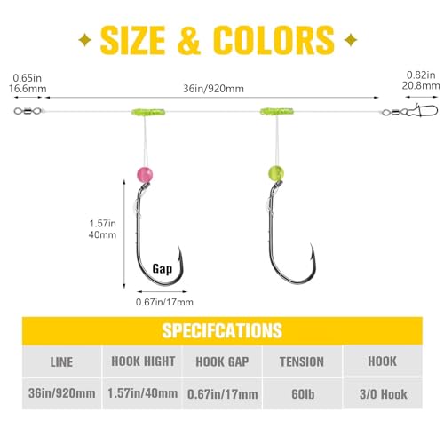 Dovesun Surf Fishing Rigs High Low Rigs Fishing Saltwater for Fluke Flounder Porgy Snapper Sea Trout - color: A-High Low Rigs-3/0 Hook-10PCS