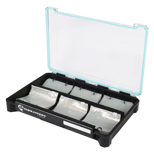 Evolution Fishing BallistiX Blade Runner Tackle Tray - Waterproof, Spinnerbait & Buzzbait Storage, 30 Rust-Resistant Baggies, 6 Sections, Fits 3700 Tackle Box, QuikLatch