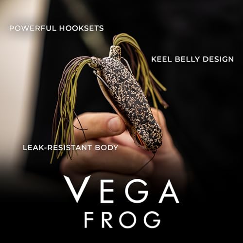 6th Sense – Vega Frog – Topwater Frog Bait – Bass Fishing – Walk, Skip, Spit, & Pop – 5/0 Braid Hook - color: Shad Spawn