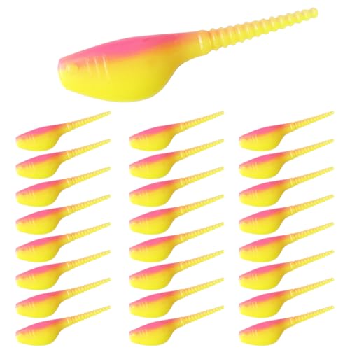 Crappie Lures Kit - Soft Plastic Lures for Trout, Bass, Panfish & Bluegill - 24 Packs - color: Pink-orange
