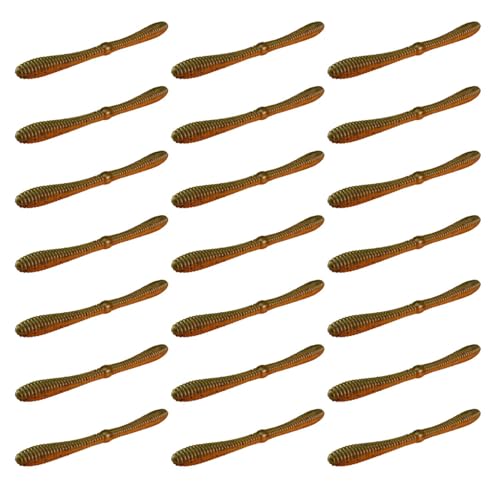 Lunker City Fishing 5" Spanky Worm 3 Pack Bundle Soft Plastic Bass Lure Wacky Rig Salted Jigging Stick Bait, 21 Total Lures, Made in The USA - color: 54 Bama Craw