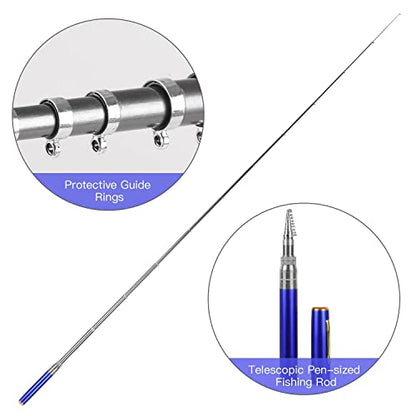 2023 Pocket Size Fishing Rod - Pen Fishing Pole and Reel Combo, Portable Telescopic Small Fishing Pole Mini Fishing Rod, Micro Collapsible Fishing Rod and Reel Combo Travel Fishing Kits - color: White