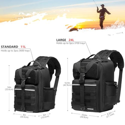 BASSDASH Convertible Fishing Backpack Sling Bag with Rod Holder, Adjustable Tactical Water-Resistant Tackle Storage Pack FP07 - color: Black, size: Standard