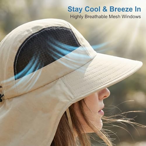 UV Sun Protection Hat Women Foldable Neck Flap Wide Brim Fishing Hat with Ponytail Hole for Women - color: Navy