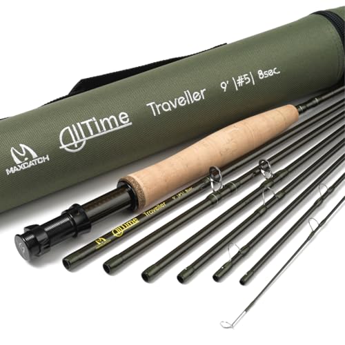 M MAXIMUMCATCH Maxcatch Alltime Travel Fishing Rod-Ultra Compact for Backpacking 8-Piece 9ft with Rod Tube (Size: 5/6/8wt) - color: Alltime Rod, size: 9' 6wt 8pcs