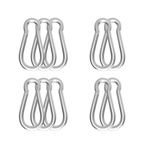 Carabiner, Heavy Duty Galvanized Steel Spring Snap Hook Carabiner Clips with 220LBS Holding Capacity, Ideal for Outdoor, Hammock, Swing and Travel (M5 2Inch, 10PCS) - size: 10PCS-M5, style: Silver
