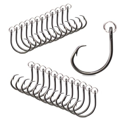 Mustad Ringed Demon Offset Circle 4X Strong - Designed to Perform Flawlessly Featuring Kirbed Hook -Black Nickel - size: Size 8/0 - Pack of 25