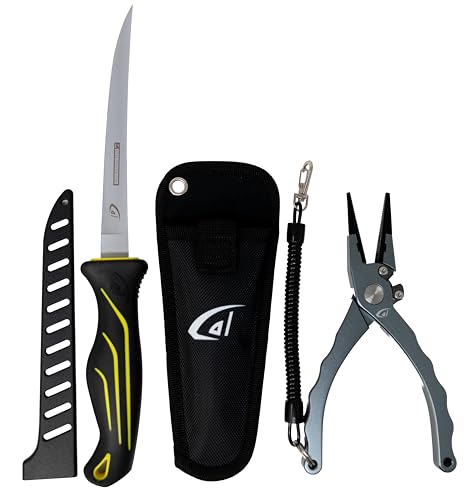 Gambler danco Aluminum Fishing Pliers and Fillet Knife Set, 7.5 Inch Pliers with Tungsten Carbide Cutters, 7 Inch Knife - style: 7.5 Inch Aluminum Fishing Pliers with 7 Inch Fillet Knife