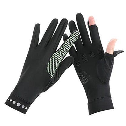 Mens Women Driving Gloves Summer UV Sun Protection Gloves Non-Slip Touchscreen Ice-Silk Sunblock Gloves for Cycling Riding - color: Standard Black