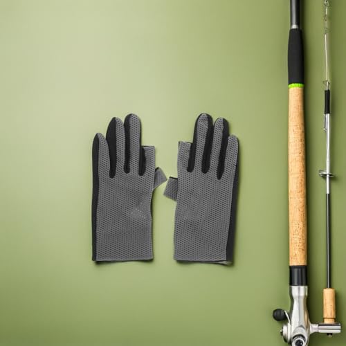 Fingerless Sun Protection Gloves for Fishing and Cycling, Breathable Mesh Fabric, Non-Slip Gray Driving and Outdoor Sports Gloves for Summer