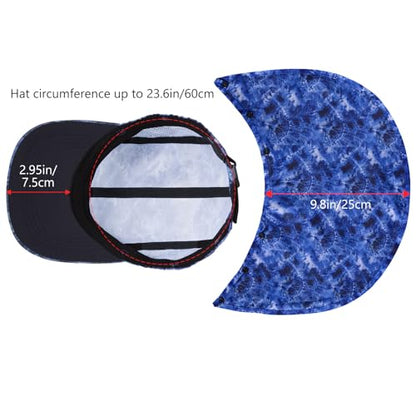 BASSDASH UPF 50+ Foldable Fishing Hat Baseball Cap with Removable Neck Flap Portable for Men Women Golf Hiking - color: Blue Camo With Unfoldable Brim