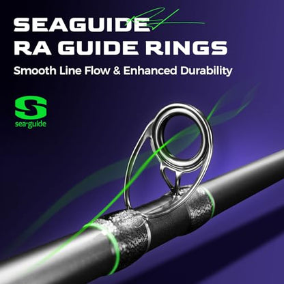 HANDING M1 Pike Heavy Fishing Rod Musky Rod 2-Piece Casting Rod with 30+24T Carbon Seaguide RA Guides Extended EVA Handle and Cork Base for Northern Pike Muskie Catfish Striped Bass Snook Skipjack - size: Cast 7'6''- Heavy - Fast