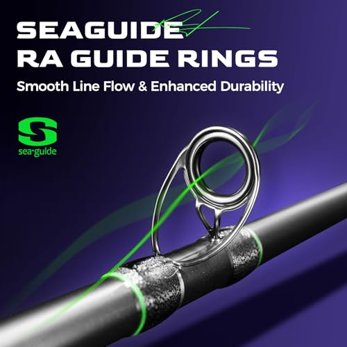 HANDING M1 Pike Heavy Fishing Rod Musky Rod 2-Piece Casting Rod with 30+24T Carbon Seaguide RA Guides Extended EVA Handle and Cork Base for Northern Pike Muskie Catfish Striped Bass Snook Skipjack - size: Cast 8' - Extra Heavy - Fast